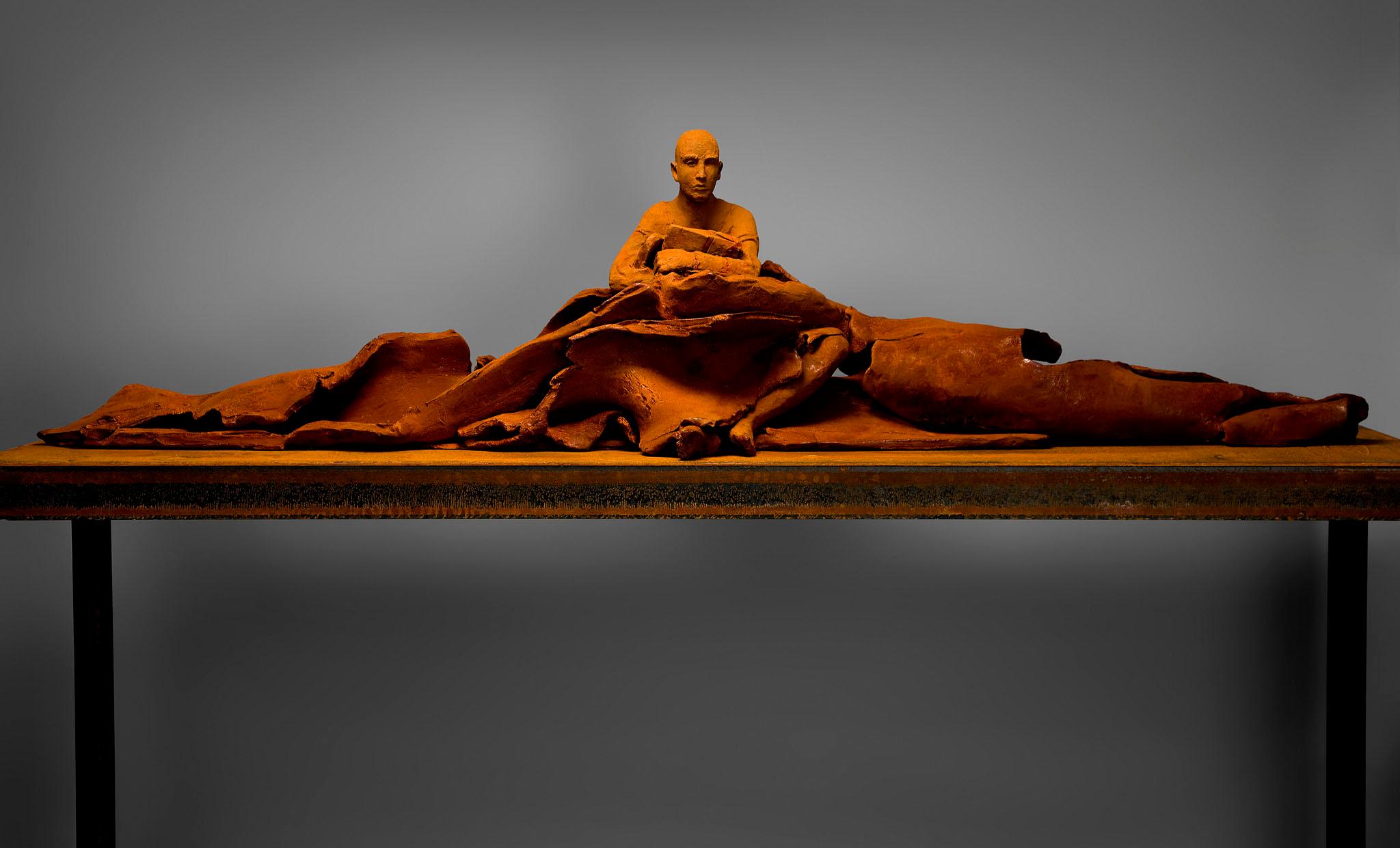 Abundance and Chaos by Hanneke Beaumont

Beaumont's sculptures are realized in terracotta, bronze and cast iron, and she is known for sculpting figural life-sized human forms. Her gender neutral subjects are impressively passé in posture, and are