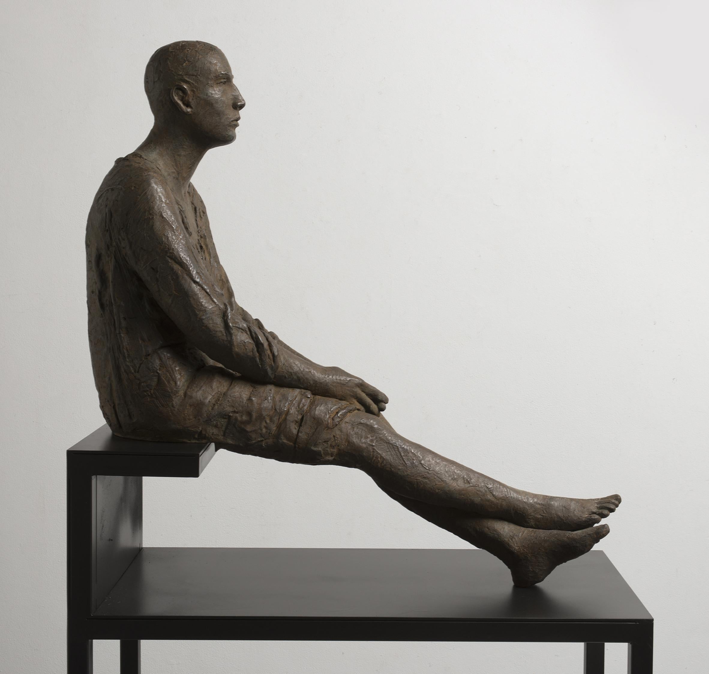 Bronze #116 by Hanneke Beaumont

Beaumont's sculptures are realized in terracotta, bronze and cast iron, and she is known for sculpting figural life-sized human forms. Her gender neutral subjects are impressively passé in posture, and are meant to