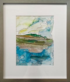 "Salt and Sky, " Abstract Landscape Watercolor Painting