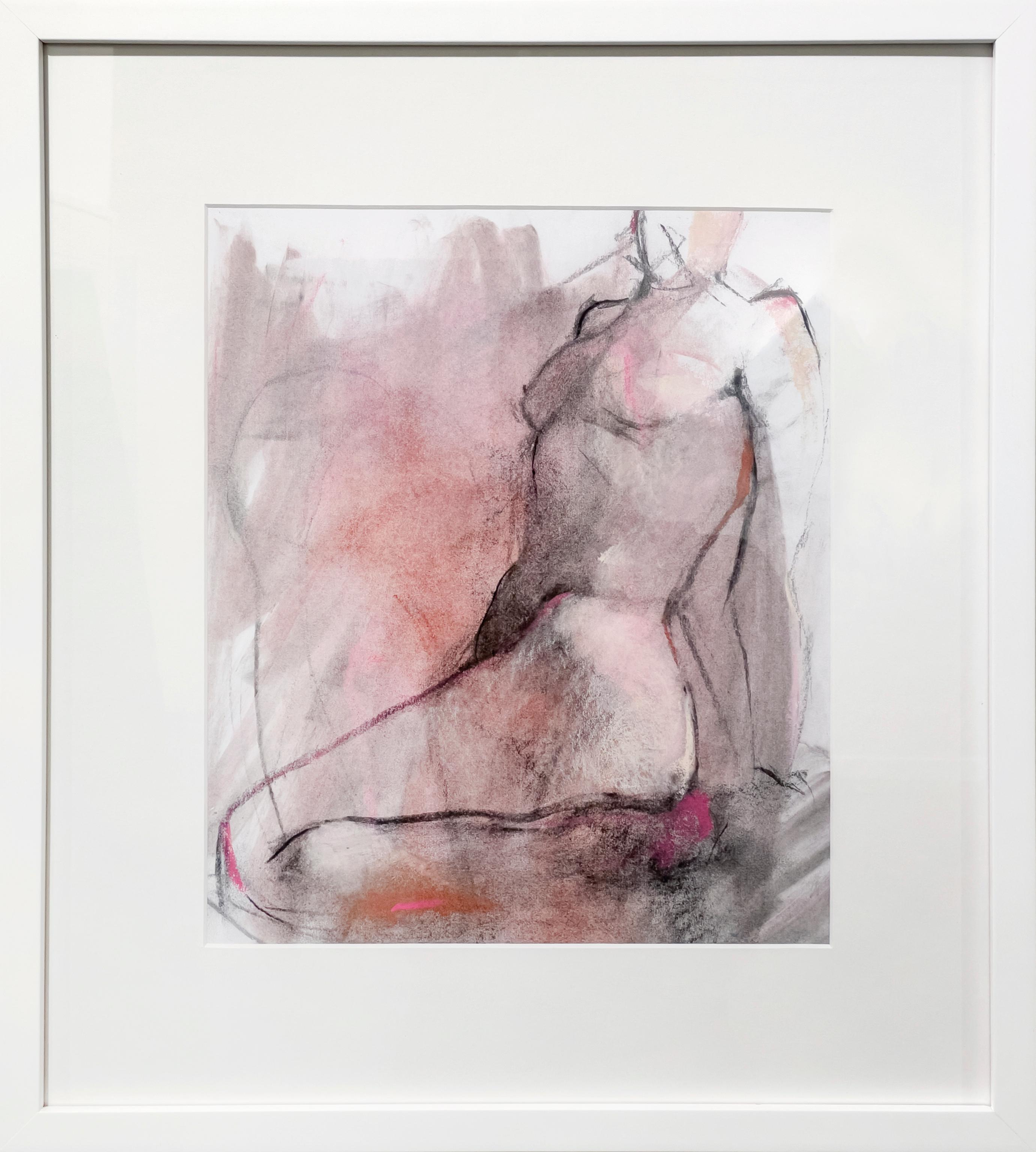 Abstrakte Nacktfigur-Zeichnung in Rosa, „Shades of Pink“