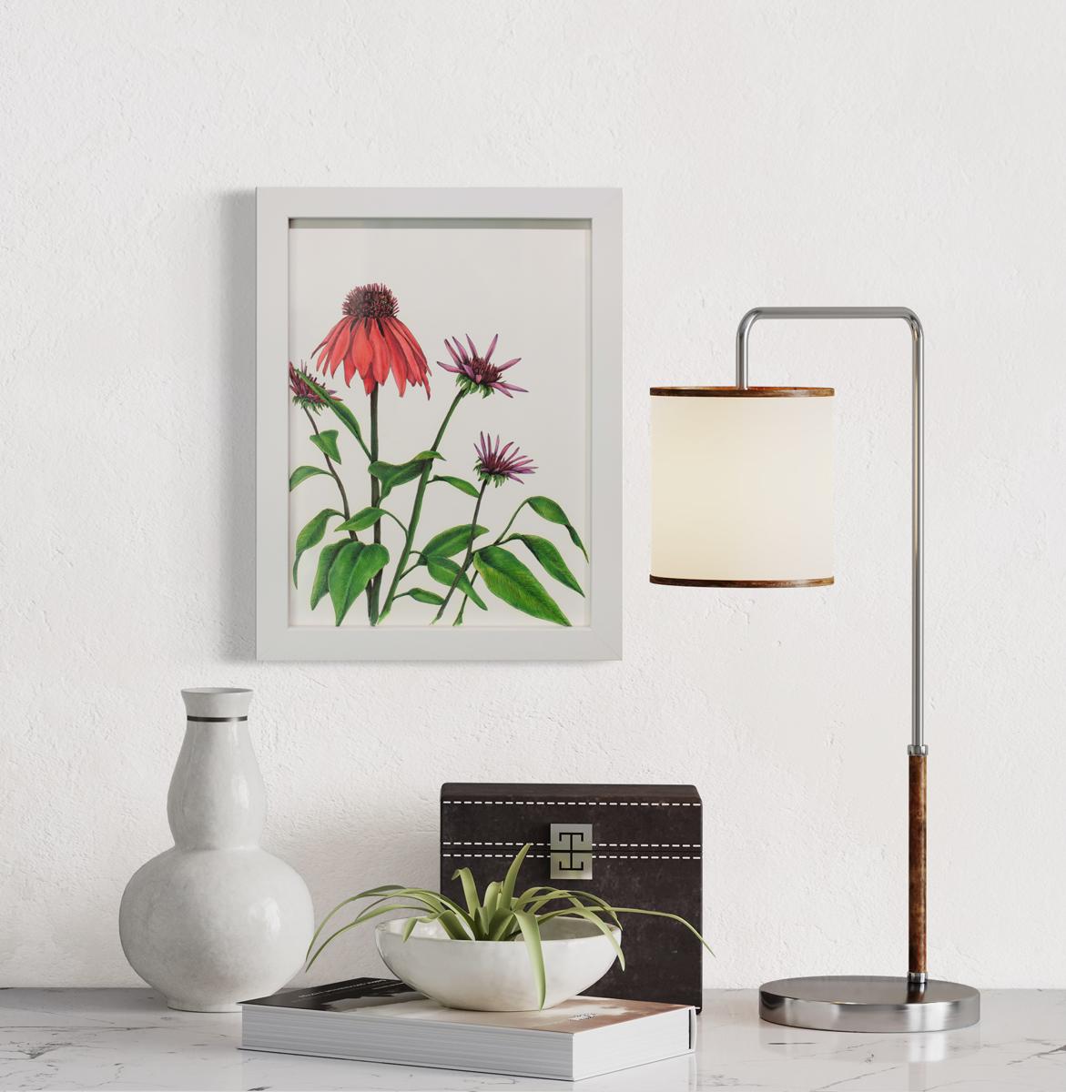 Gerahmte botanische Illustration „Big Red“ (Sonstige Kunststile), Art, von Elizabeth Iadicicco