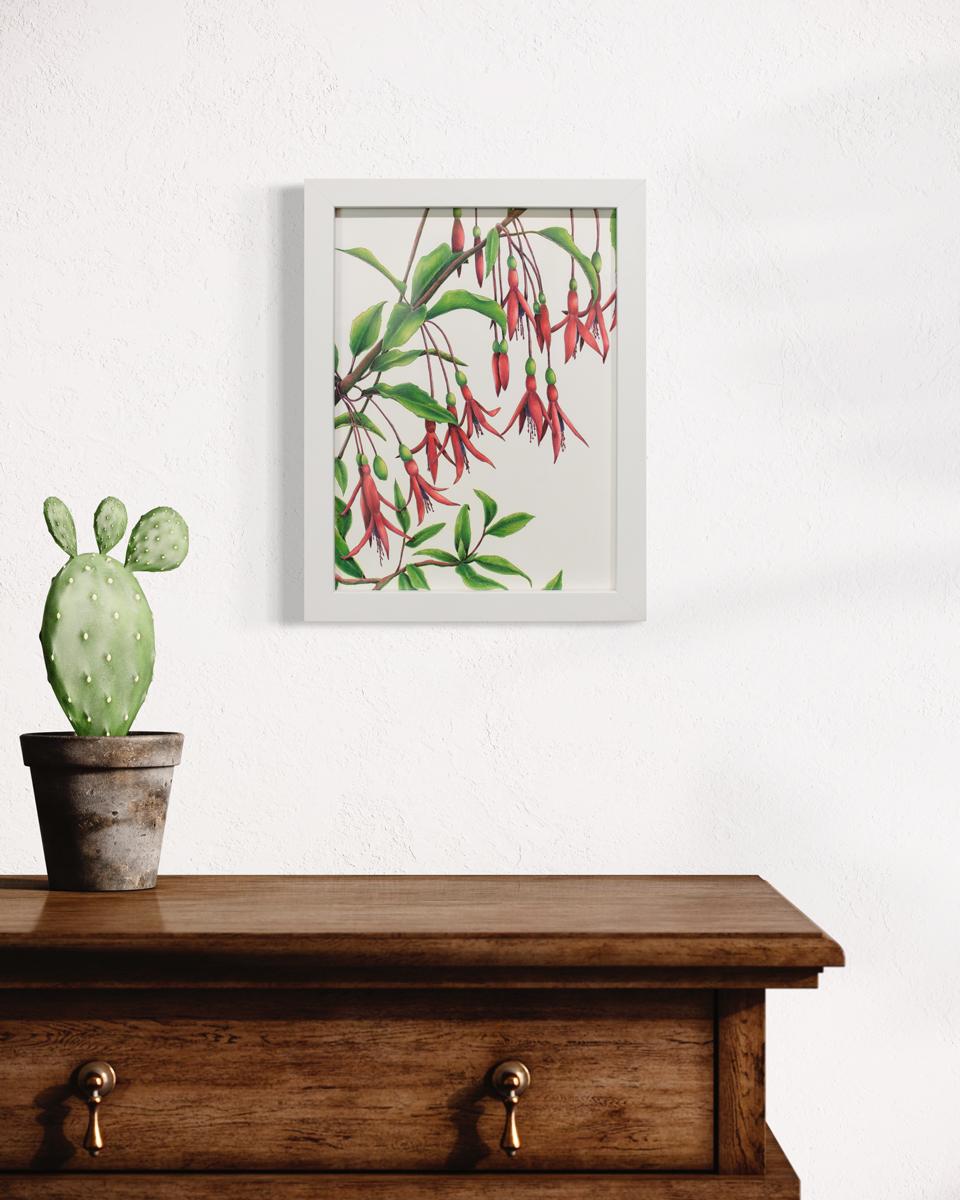 Gerahmte botanische Illustration „Hummingbirds“ (Sonstige Kunststile), Art, von Elizabeth Iadicicco