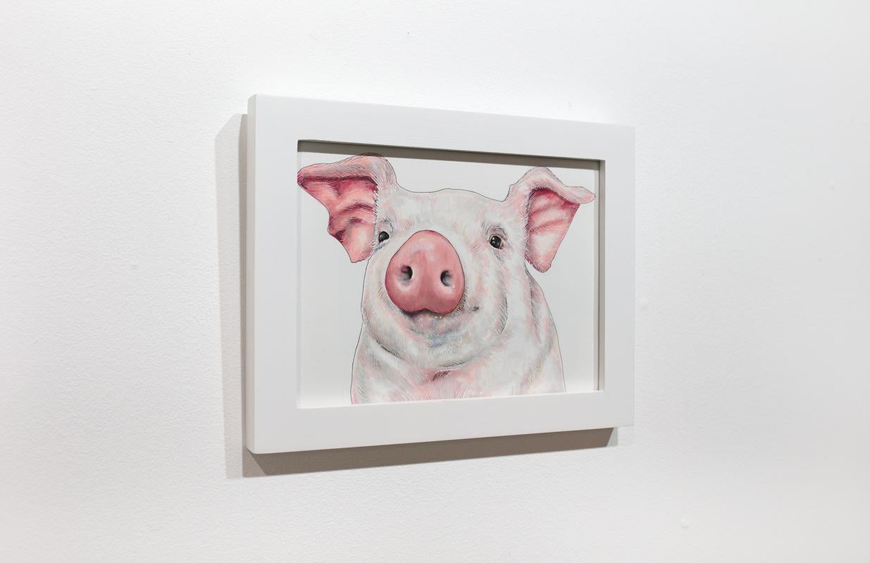 Illustration d'animaux encadrée « Pig » dessinée à la main 1