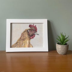 "El Oráculo" Ilustración de pollo dibujada a mano y enmarcada