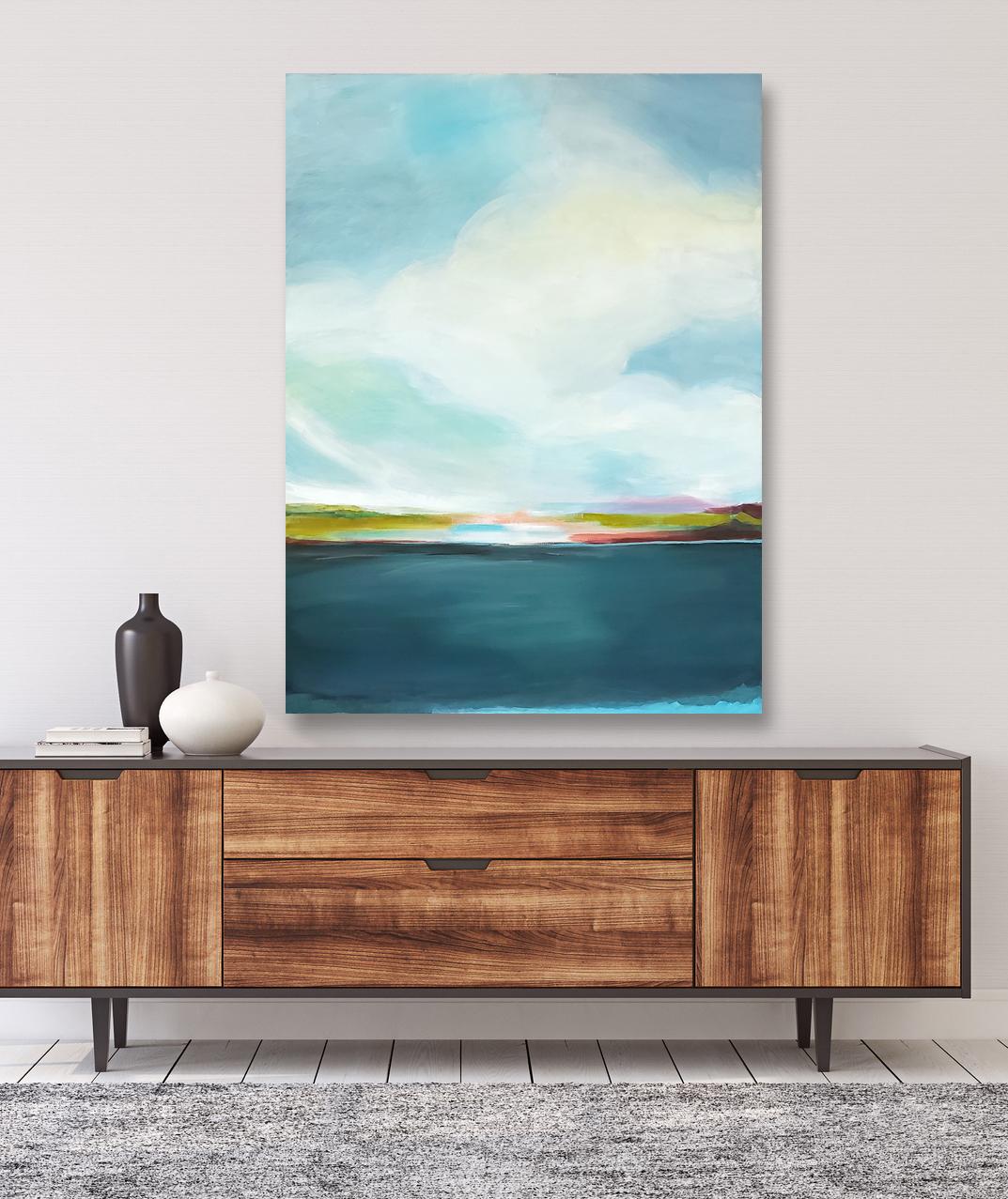 Passeggiata mattutina - Landscape Painting Blu di Alison Jerry