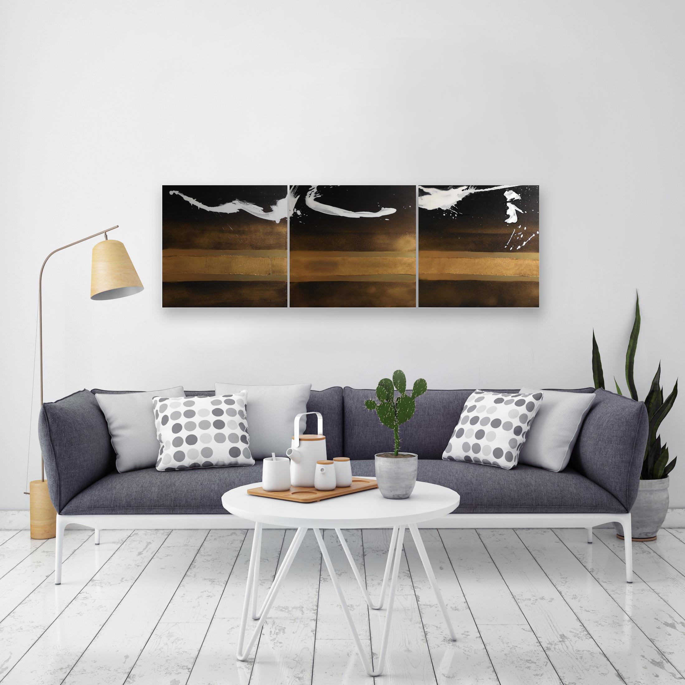 Elan I, II & III is a triptych. Gallery wrapped canvas, wired and ready to hang. Can be purchased individually also.
     
Karen was born in 1946 to an American family in a small town in Connecticut where she was inspired to create artwork by her