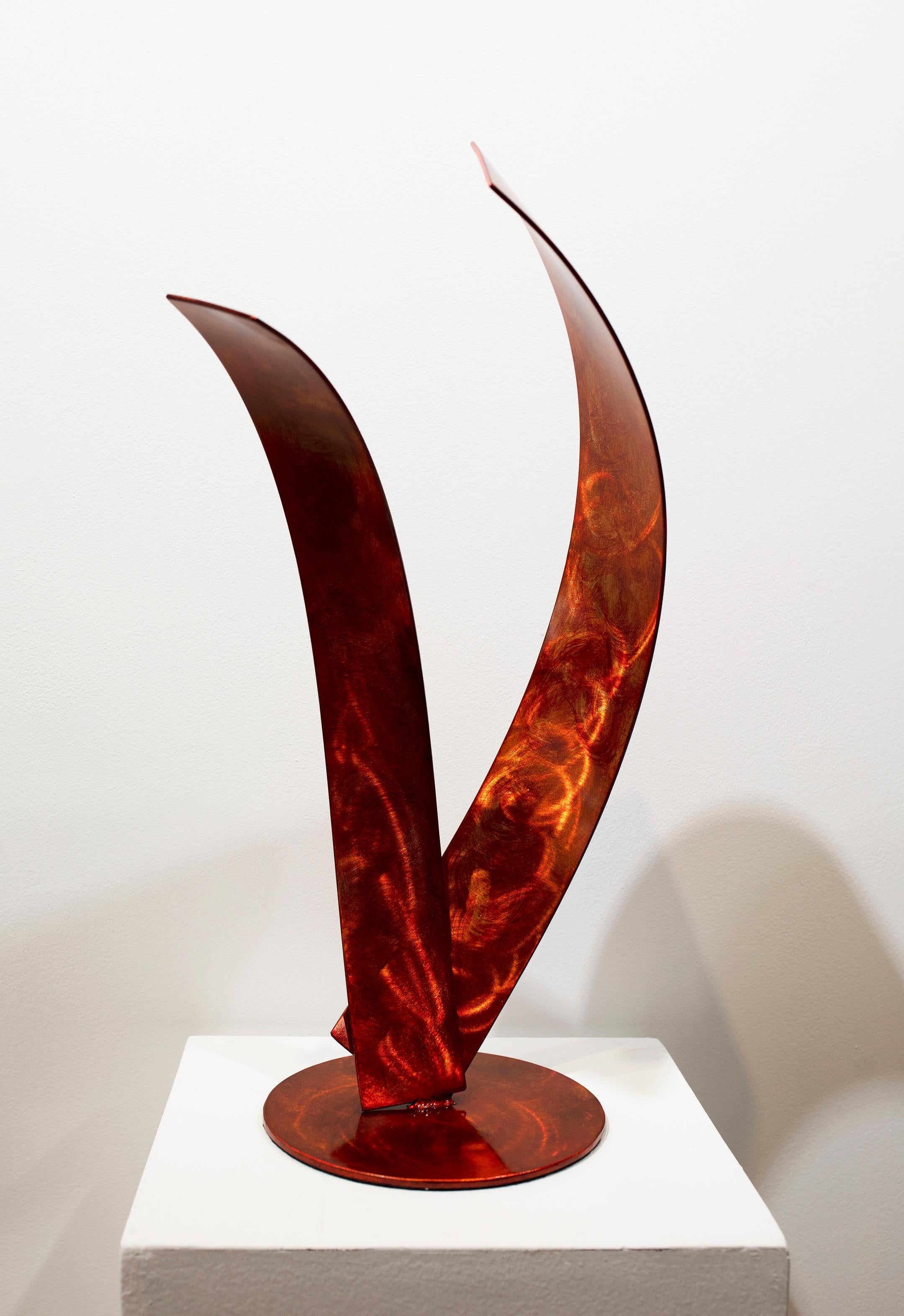 Joe Sorge Abstract Sculpture - 'Orange Wave', Stainless Steel Sculpture