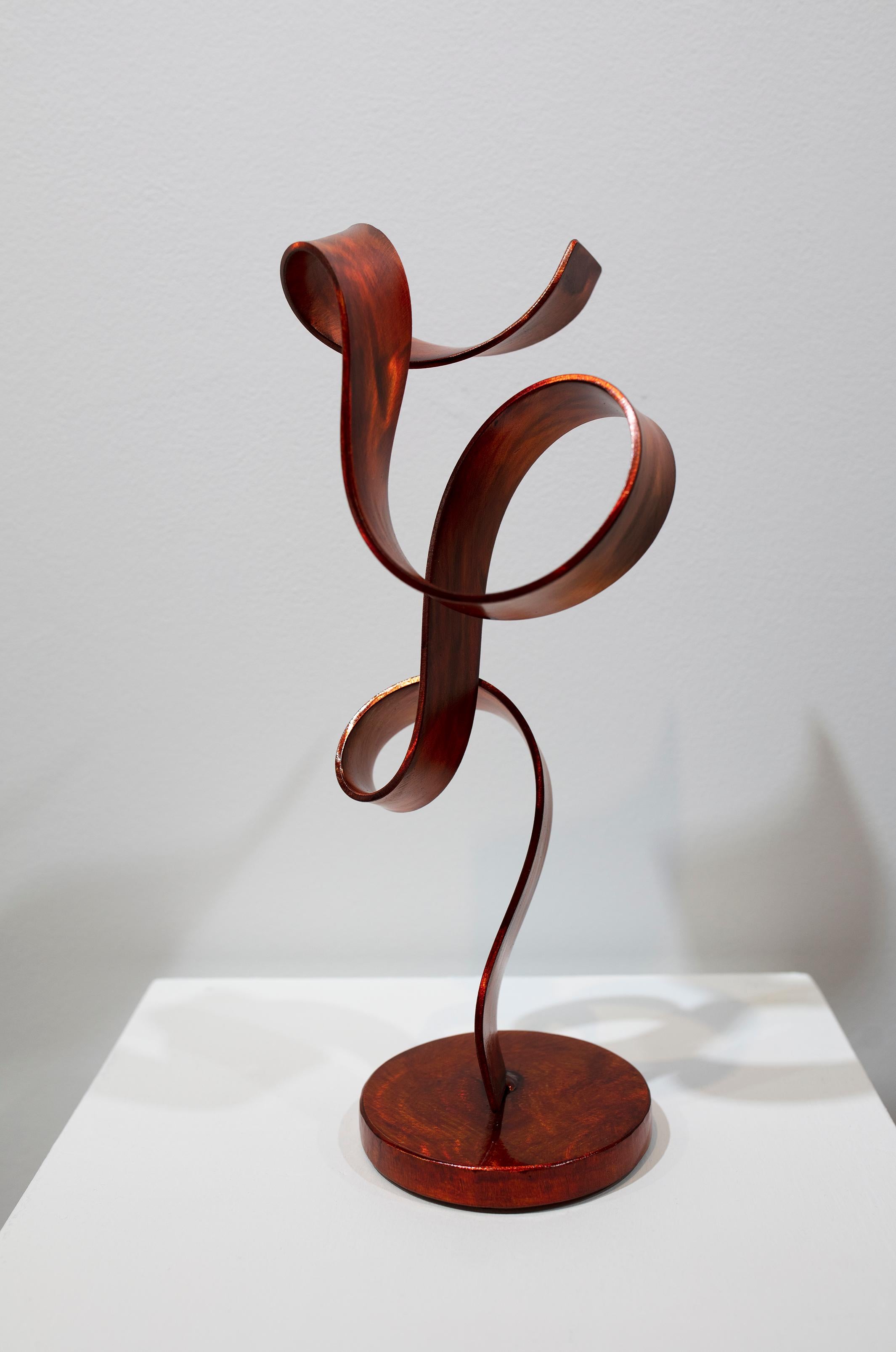 Joe Sorge Abstract Sculpture - 'Orange Swirl', Steel Sculpture