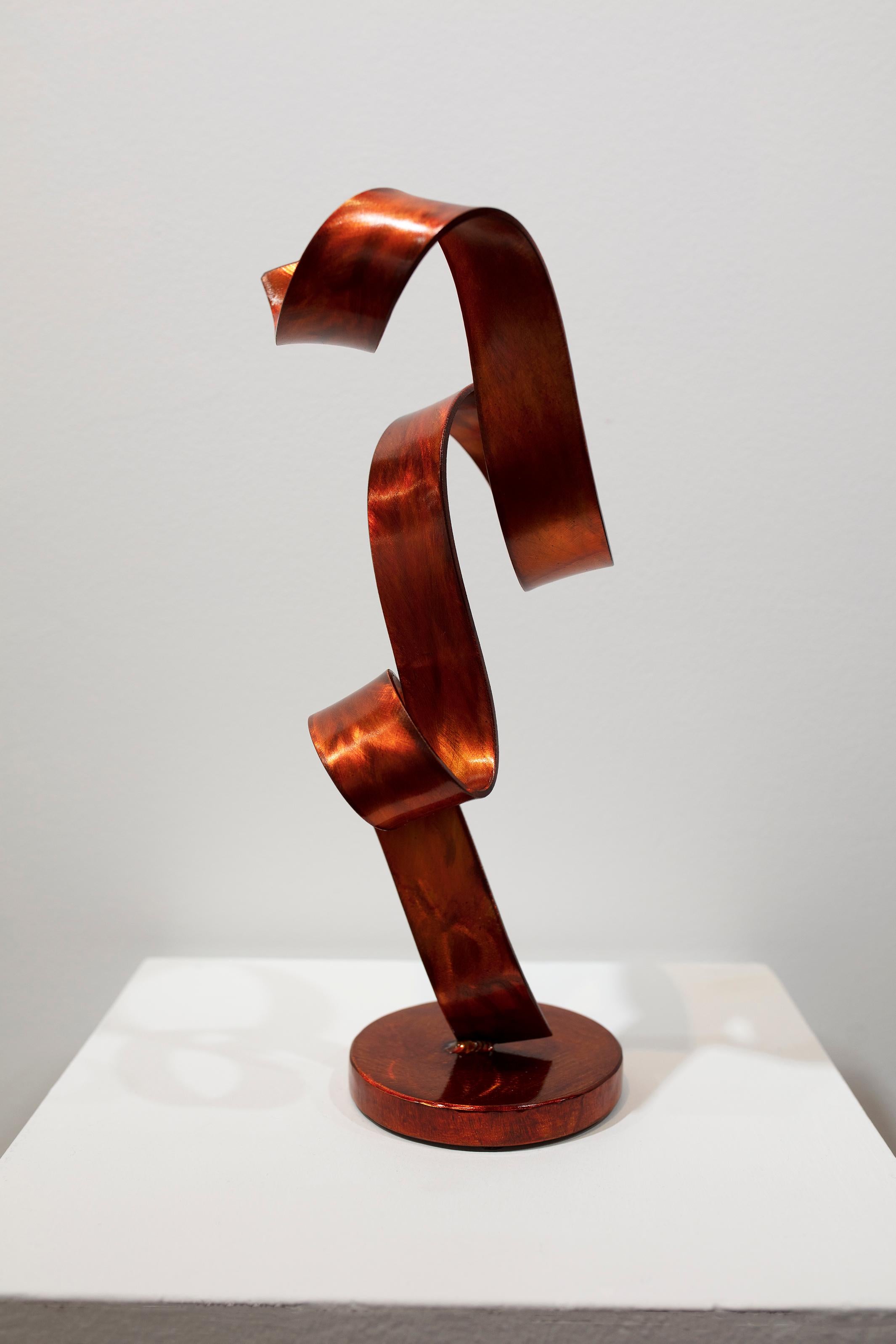 'Orange Swirl', Steel Sculpture - Gray Abstract Sculpture by Joe Sorge