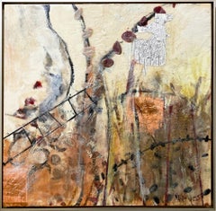 "Honey Bee Garden, " Abstract Encaustic Painting