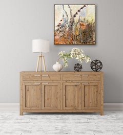 "Honey Bee Garden, " Abstract Encaustic Painting