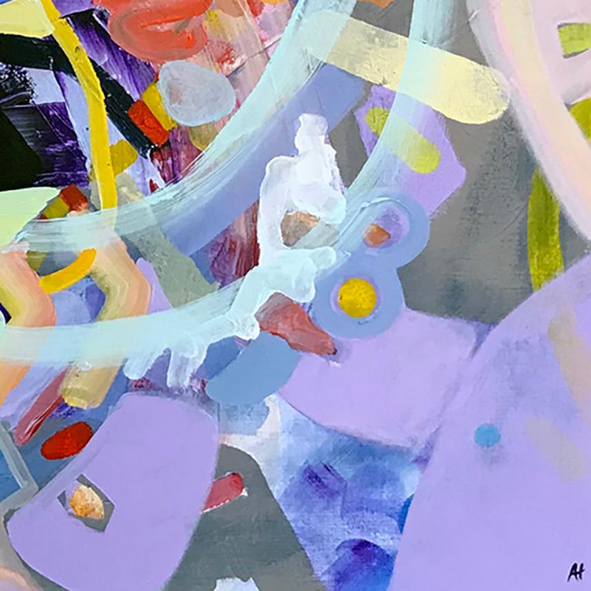 This bright, colorful abstract painting by April Hammock measures 36