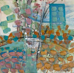 "Rooftop Gardens," Abstract Encaustic Painting
