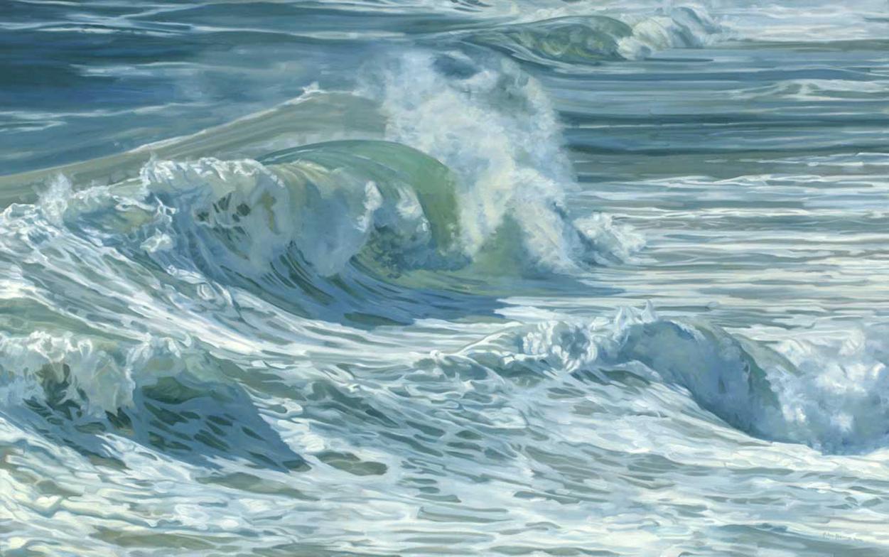 John Harris Landscape Painting - "Crasher II, " Coastal Oil Painting