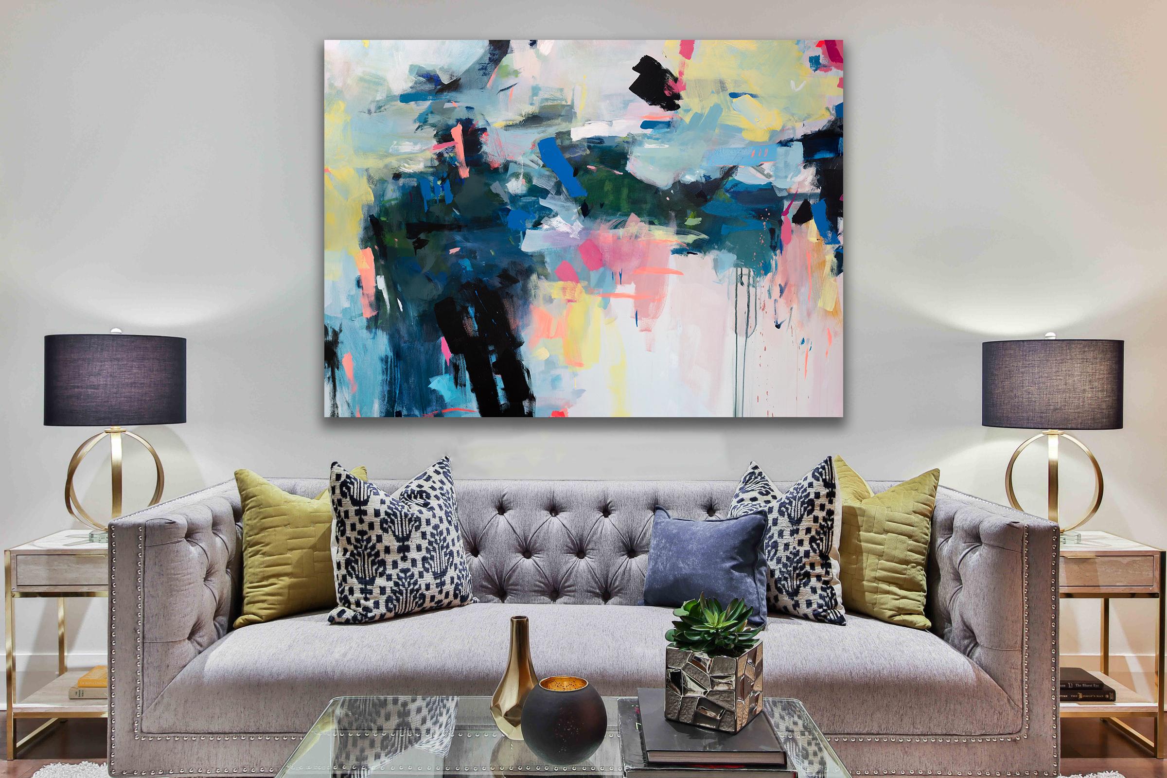 Efflorescence is a brightly-colored, abstract painting by Kelly Rossetti, which measures 48