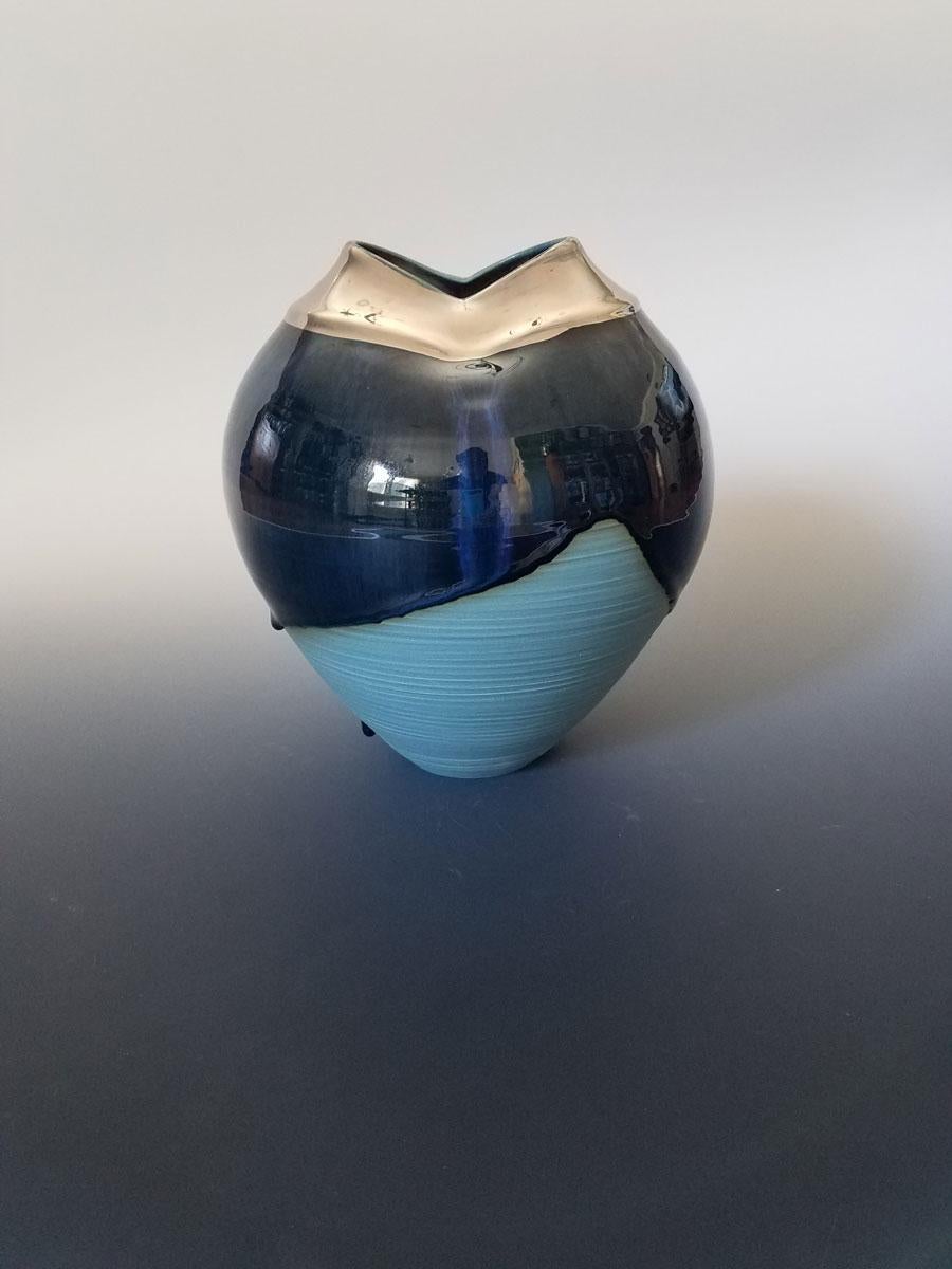 "Duchess of Wedgewood, " Abstract Ceramic Vase - Mixed Media Art by Jon Puzzuoli