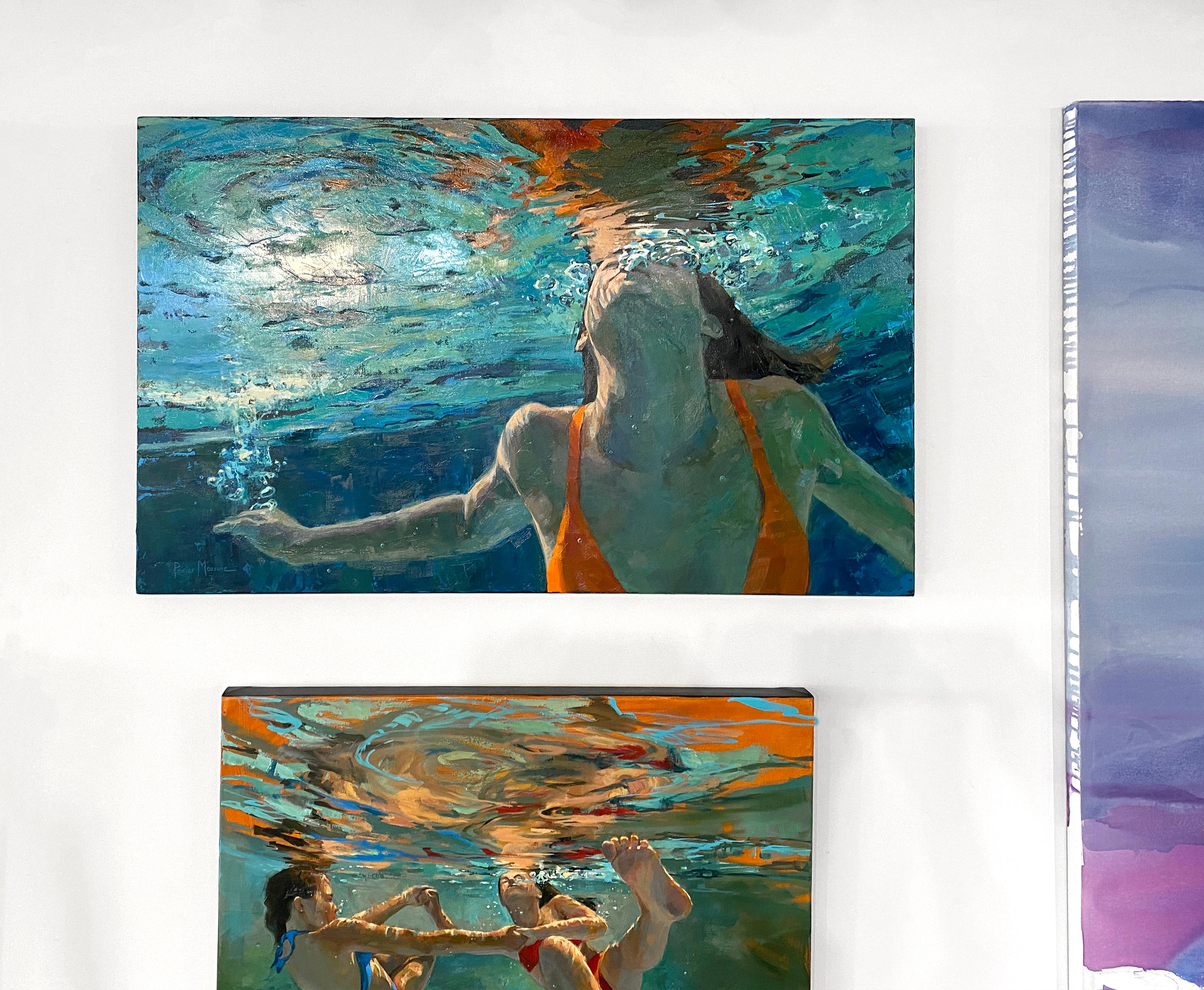 « Purify »:: peinture figurative abstraite - Bleu Abstract Painting par Michele Poirier-Mozzone