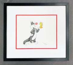 Warner Brothers Virgil Ross Animation Drawing of Sylvester and Tweety