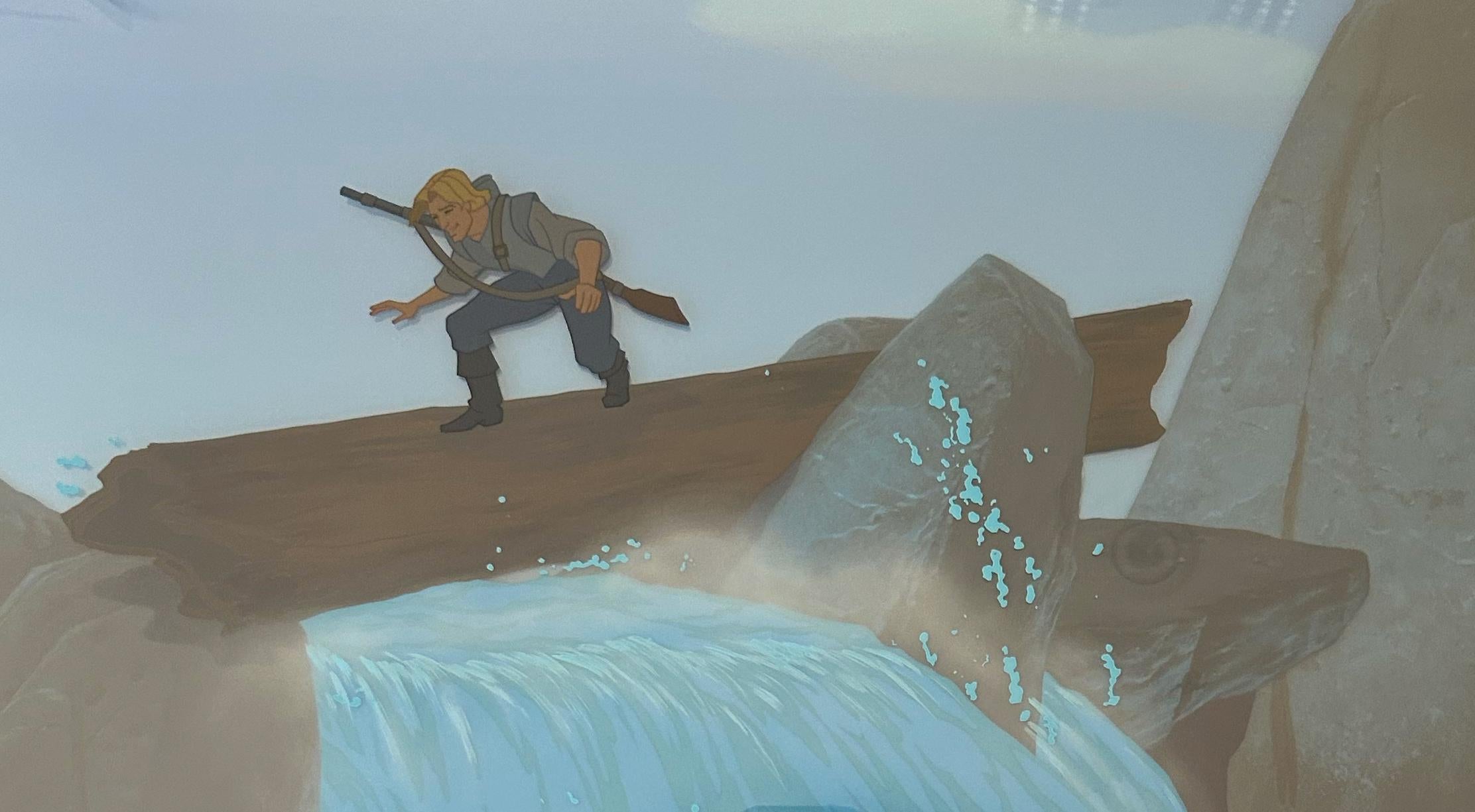 Studio: Walt Disney
Medium: Four Production Cel Set-up on Production Background from Sotheby's Auction, Lot 119
Film: Pocahontas
Year: 1995
Character: John Smith
Unframed Size: 19 1/2