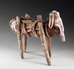 GRACIE - trompe l'oeil ceramic elephant sculpture that looks like outsider art
