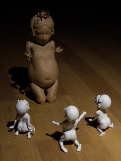 LET THEM EAT CAKE I - contemporary nude ceramic sculpture made of stoneware
