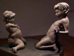 DO YOU HAVE WHAT I WANT? DO YOU WANT WHAT I HAVE? - gray ceramic nude sculpture