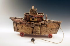 TOY BOAT - trompe l'oeil ceramic sculpture that looks like outsider art