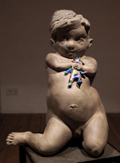 DO YOU HAVE WHAT I WANT? DO YOU WANT WHAT I HAVE? - gray ceramic nude sculpture