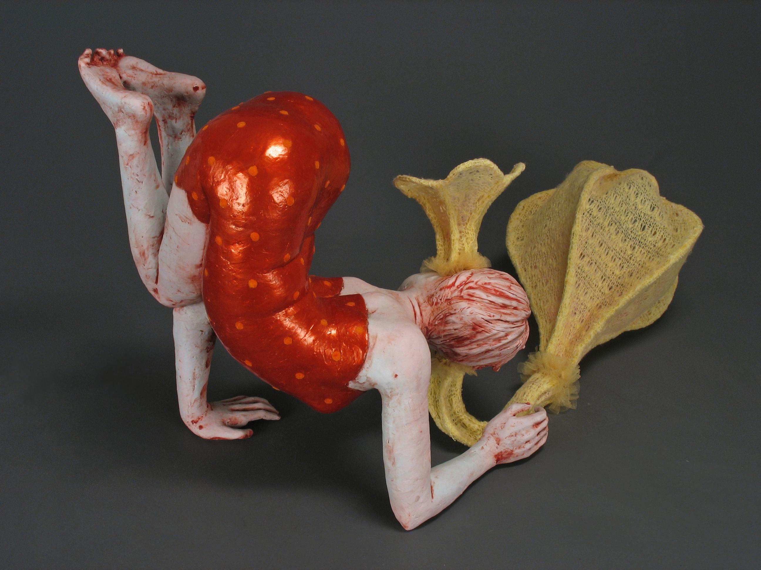 EAVESDROPPER - surreal ceramic sculpture - Sculpture by Magda Gluszek