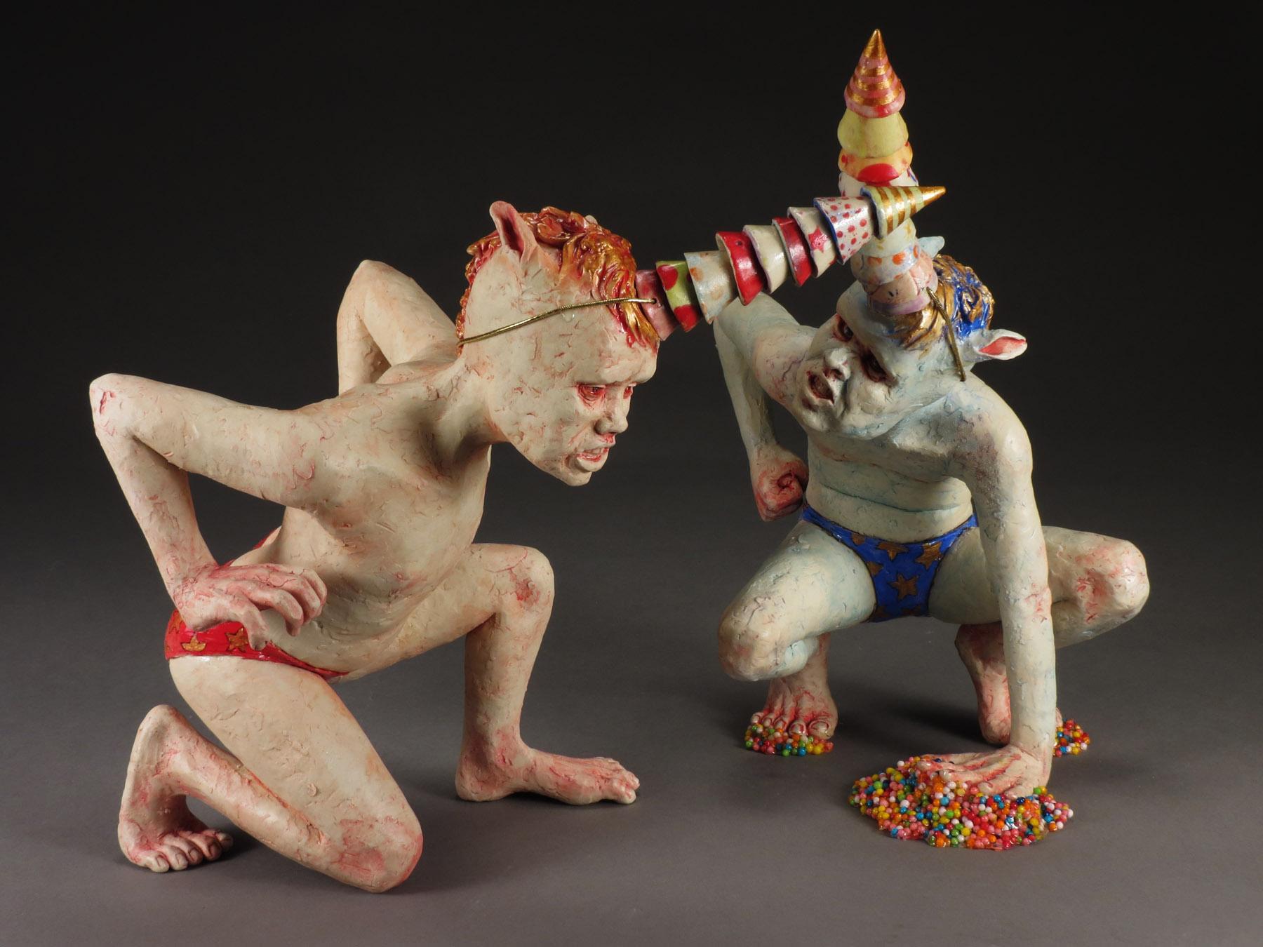PARTY BOYS - surreal ceramic sculpture - monsters