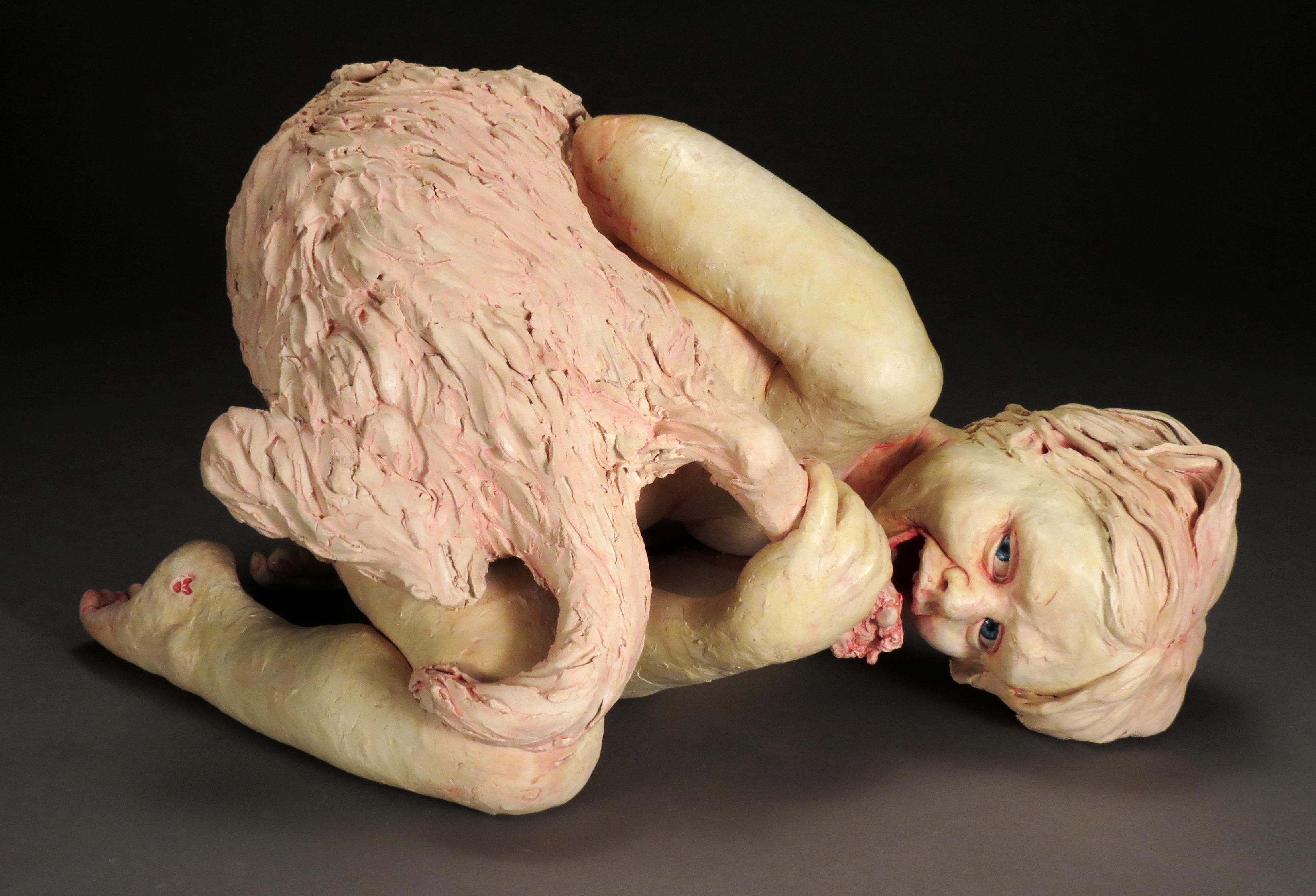 Magda Gluszek Figurative Sculpture - ROMULINA & REMUSA - mythological ceramic sculpture 