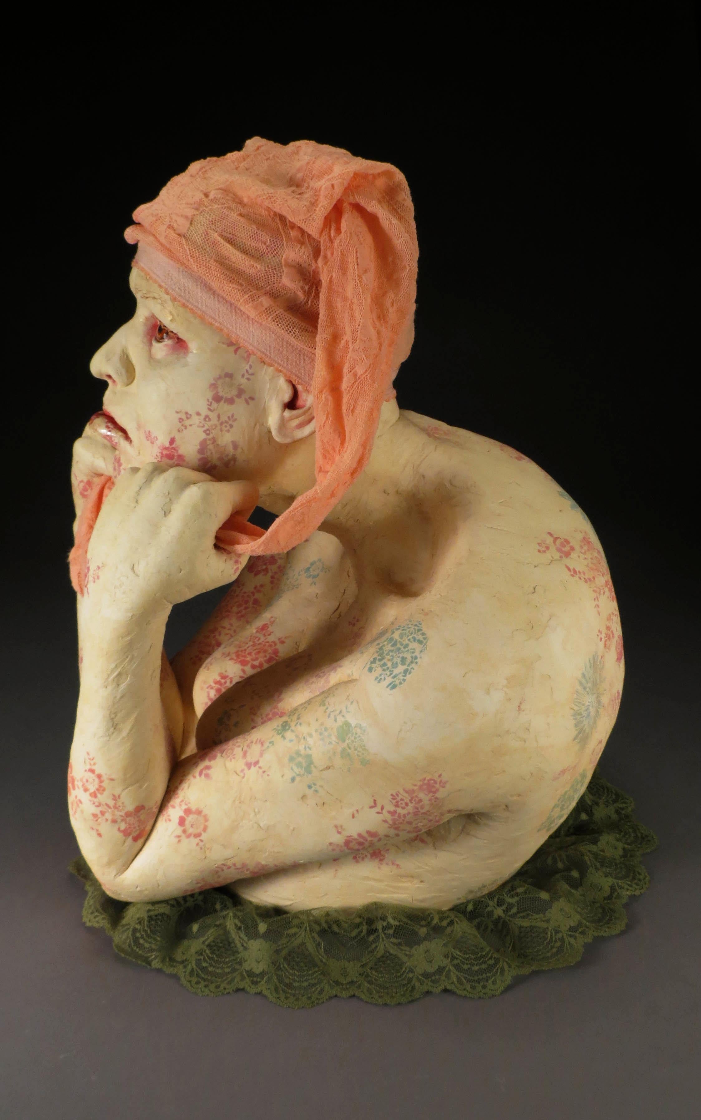 BEING THE BUFFOON - ceramic sculpture of woman  - Sculpture by Magda Gluszek