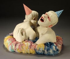 DON'T LAUGH TOO HARD OR YOU'LL END THE DAY CRYING - surreal ceramic sculpture 