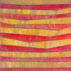 COTORRO - red and orange horizontal linear abstract painting