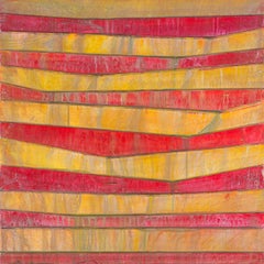 COTORRO - red and orange horizontal linear abstract painting