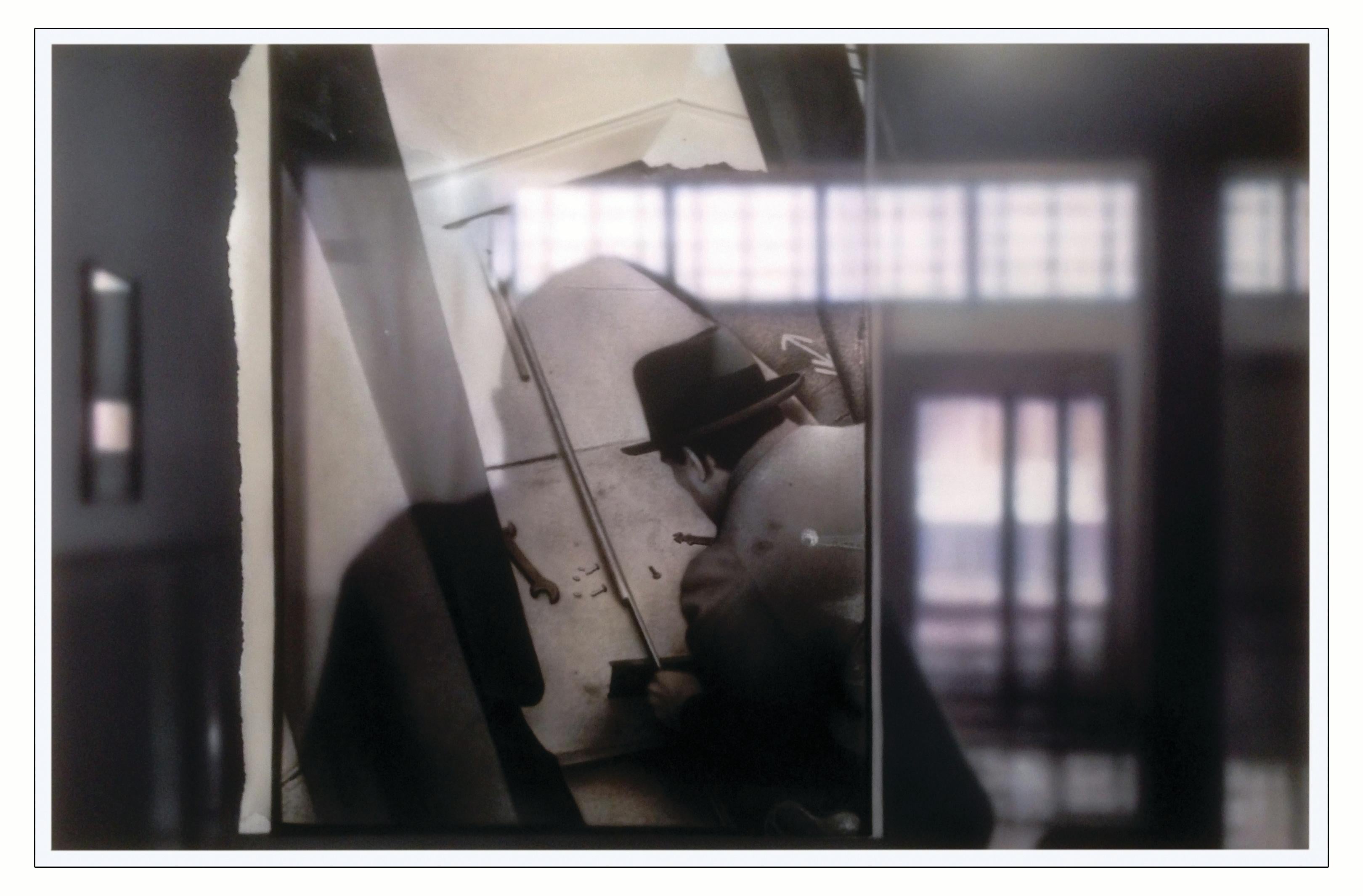 Richard Heipp Figurative Painting - REFLECTIONS ON BEUYS #6 - ARENA: MEASURING (DIA) - hyperrealistic painting