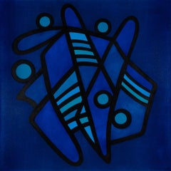 BARANDA BLUES #1 - blue geometric abstraction