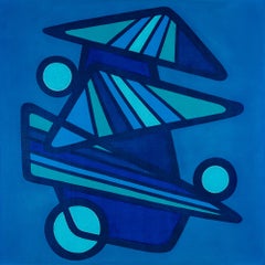 BARANDA BLUES #3 - blue geometric abstraction