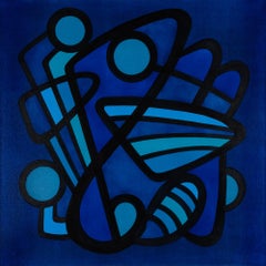 BARANDA BLUES #6 - blue geometric abstraction