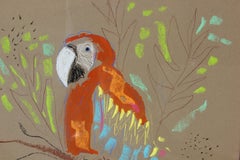 Colorful Pastel Drawing of Parrot