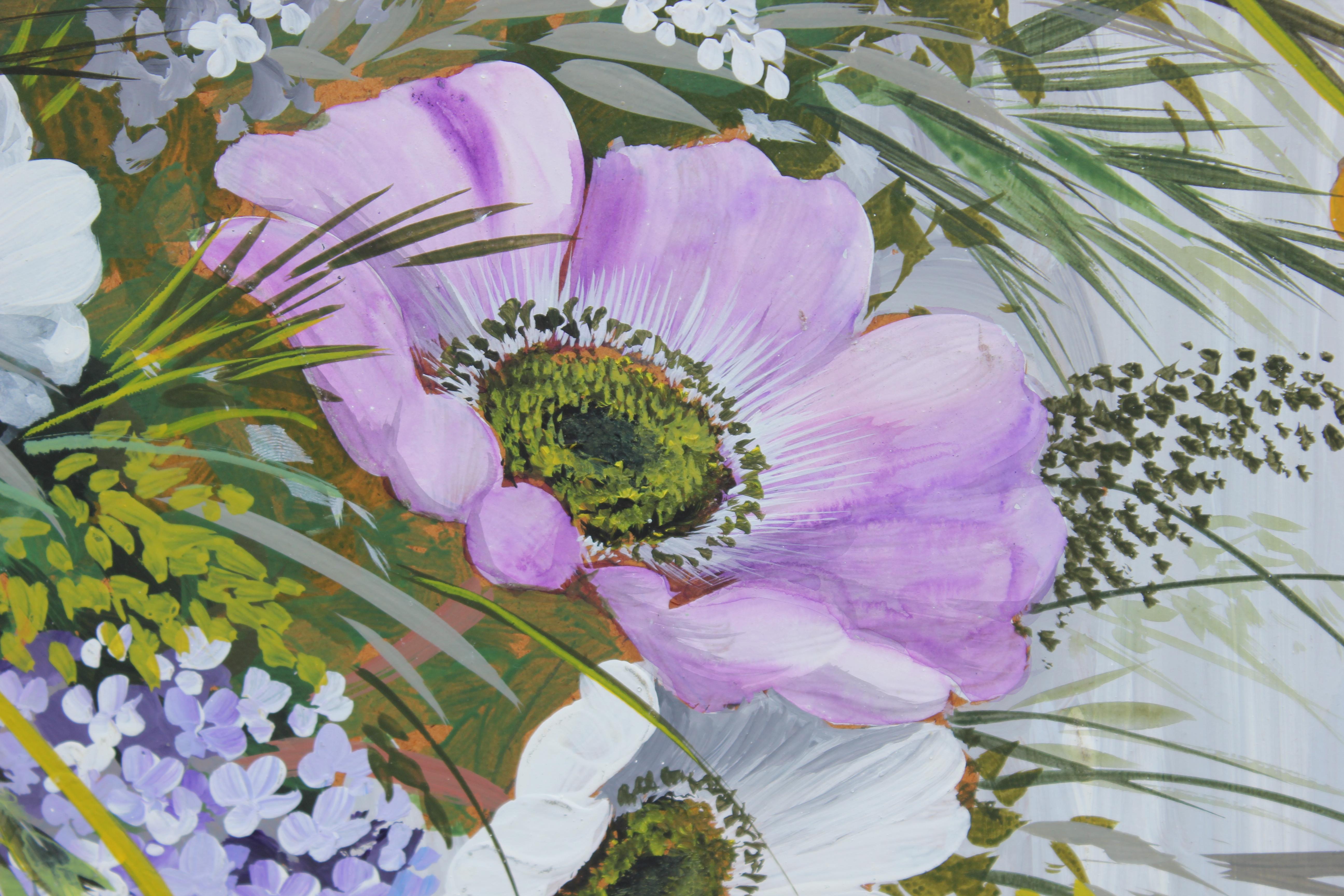 Bouquet with Lilacs Large Floral Still Life - Painting by Leslie Wainwright