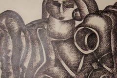 Dibujo abstracto cubista a carboncillo de una mujer de pie