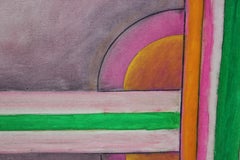 Linear Green Tonal Geometric Abstract Painting