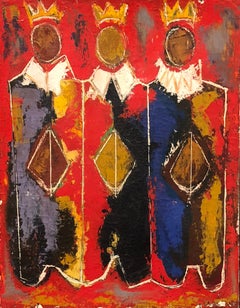 Untitled Red, Yellow and Blue Figurative Abstract