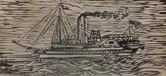 Naturalistic Ship Artist Proof Woodblock Print