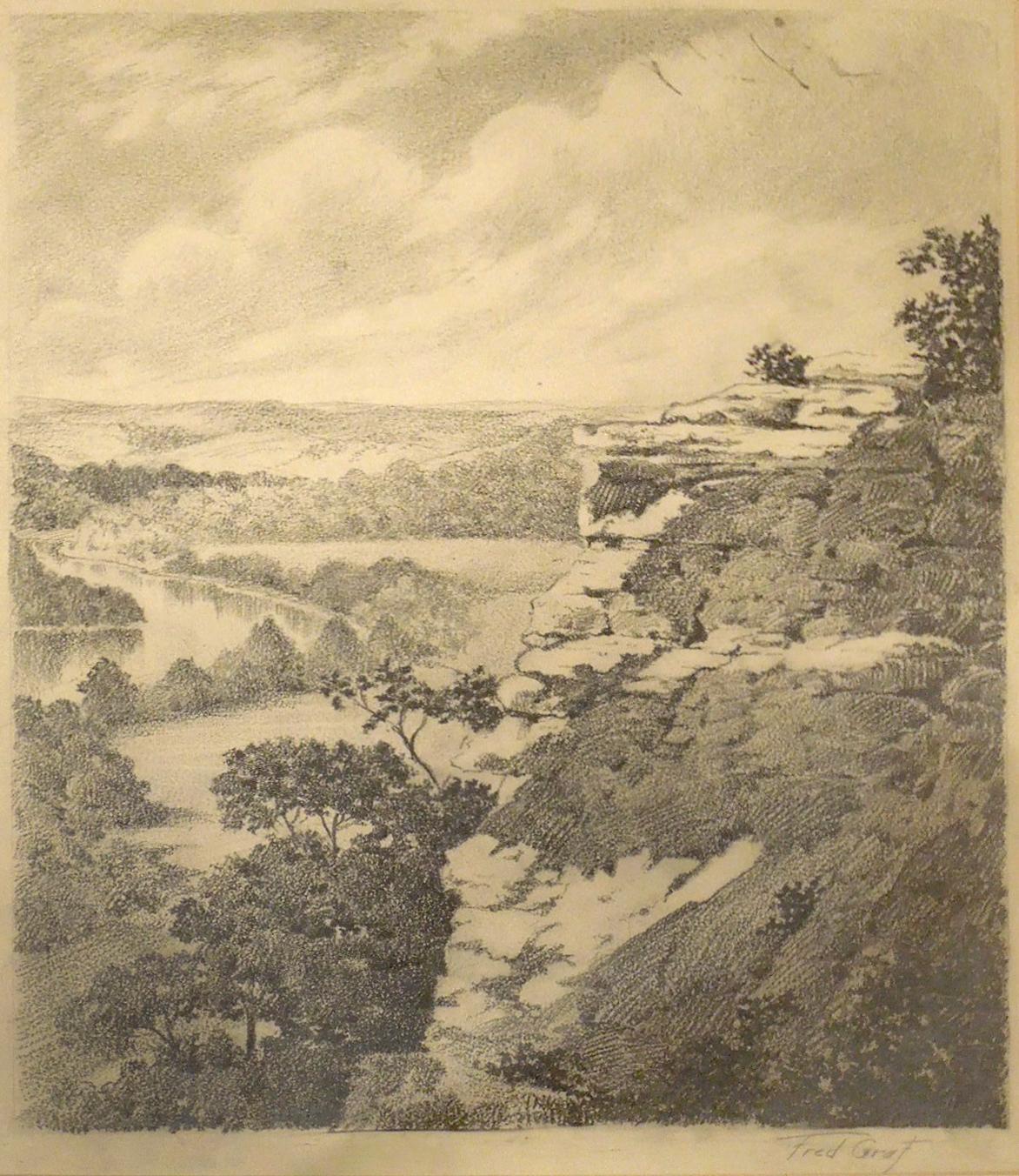 Fred Graf Landscape Art - Texas Vista Graphite Drawing Naturalistic Landscape