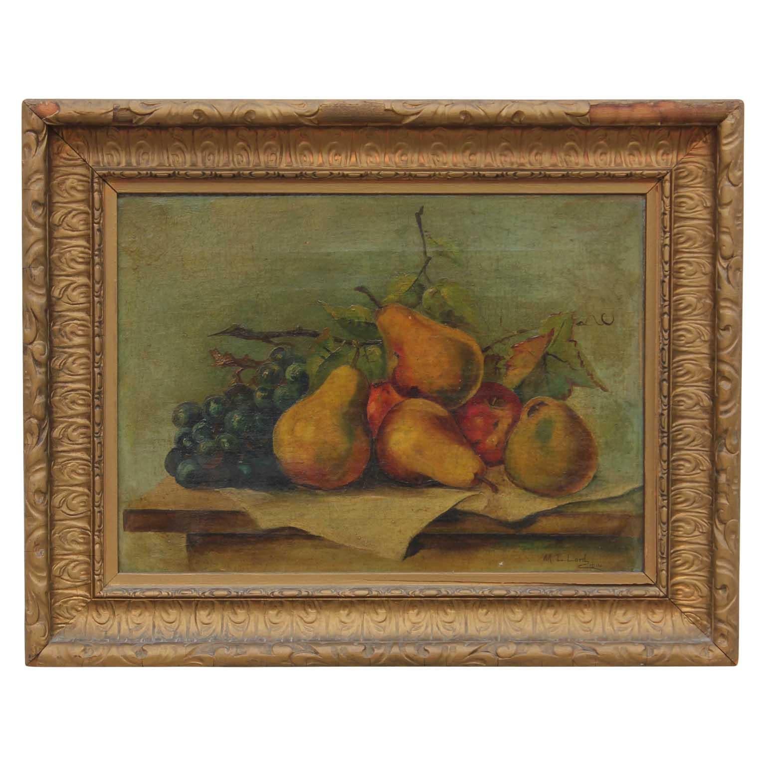 M. L. Lord Still-Life Painting - Still Life of Pears with Grapes