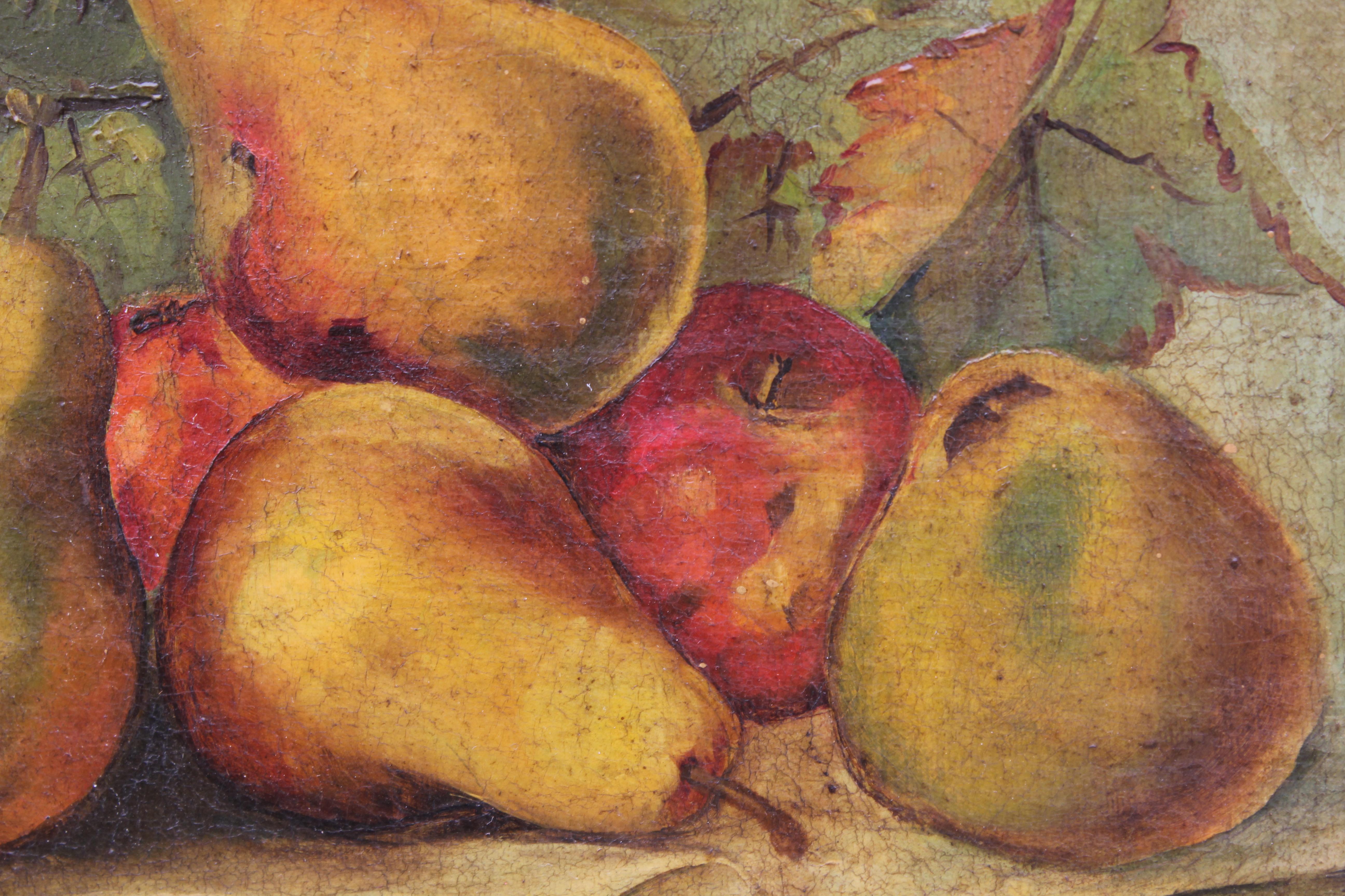 Still Life of Pears with Grapes - Naturalistic Painting by M. L. Lord