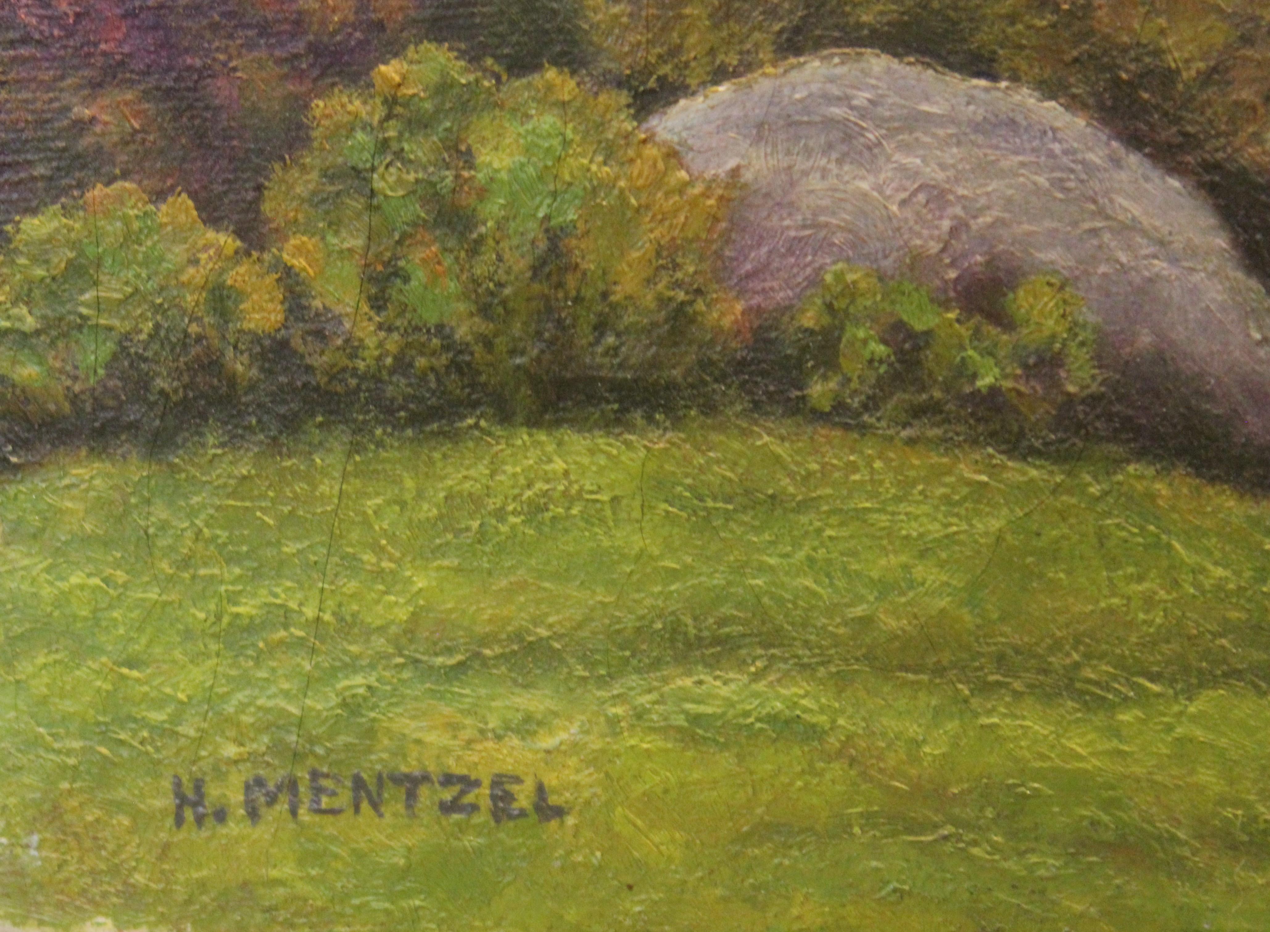 Idyllic Pastel Landscape - Painting by H. Mentzel