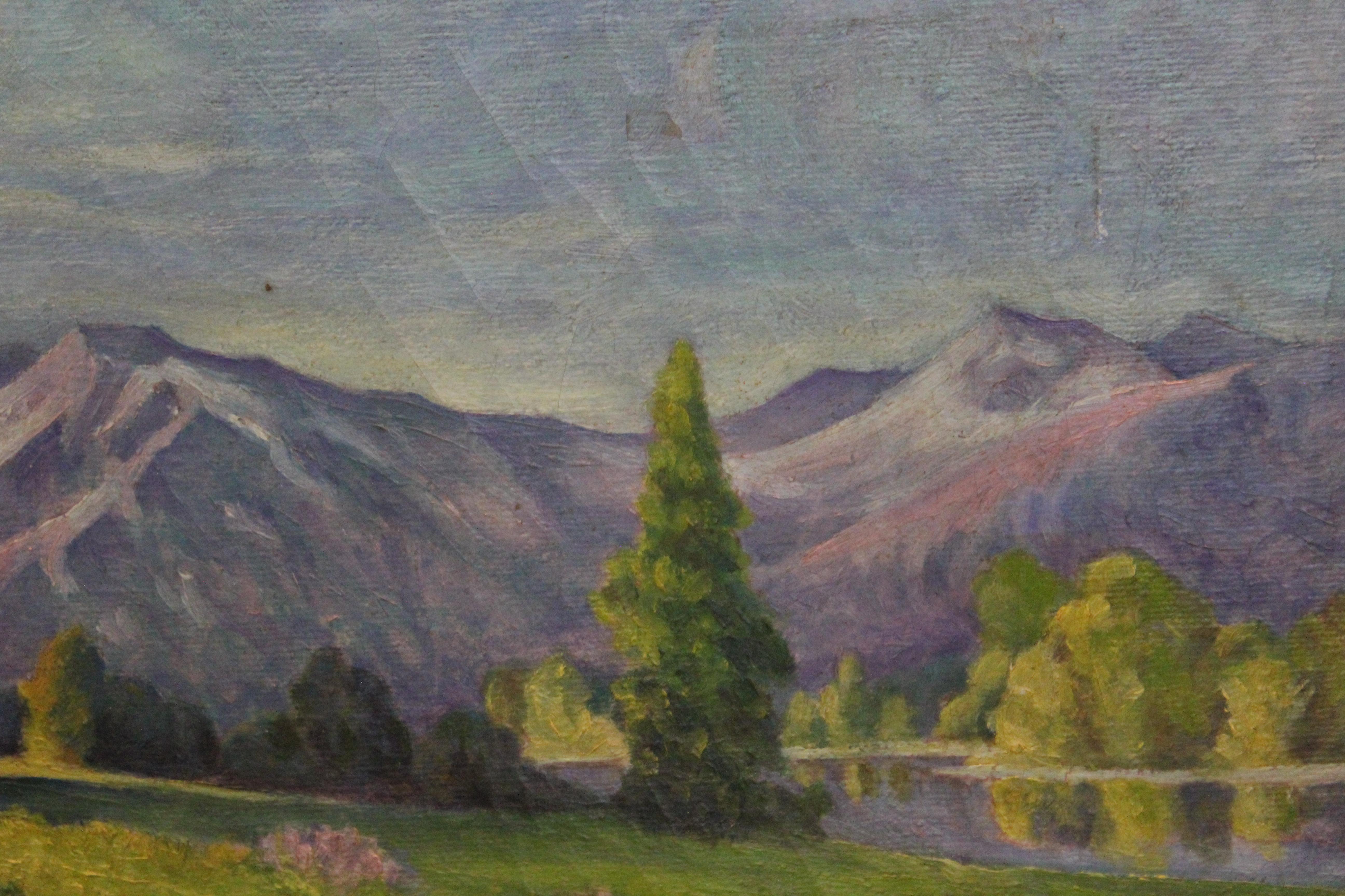 Paesaggio idilliaco a pastello - Landscape Painting Grigio di H. Mentzel
